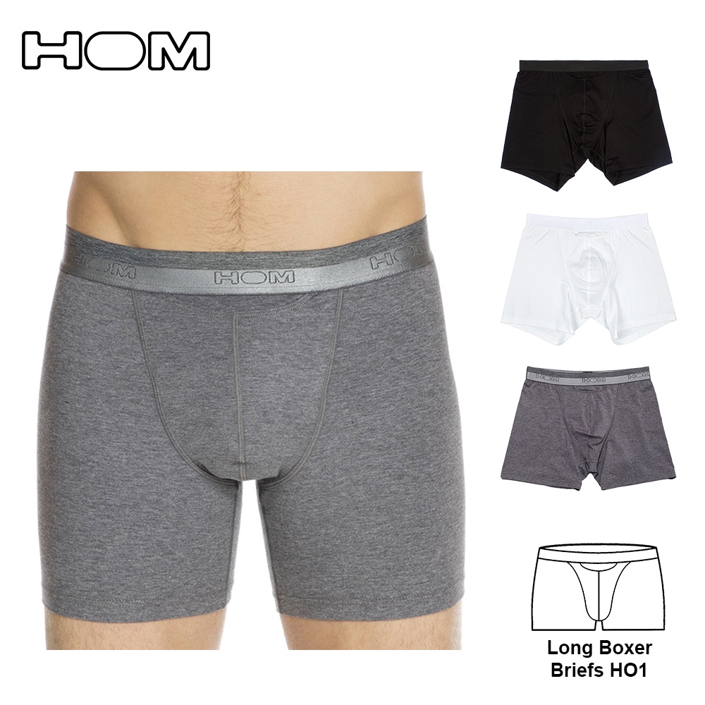 [ HOM ] 法國品牌 Long Boxer Briefs HO1 男長版四角褲 專利橫向開口 素色基本 內褲 平口