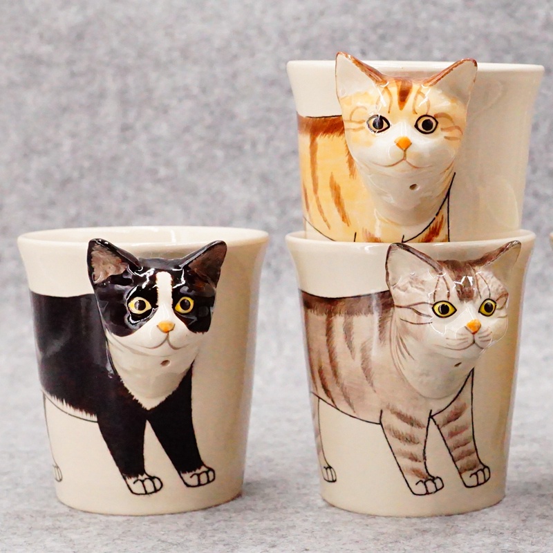 【迷物】包郵泰國貓咪陶瓷馬克杯女可愛情侶創意個性手繪杯子男送生日禮物