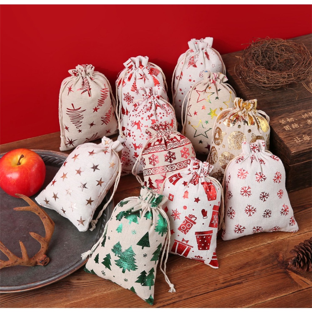 聖誕節 聖誕節禮物 束口袋 禮物袋 糖果袋 餅乾袋 交換禮物 包裝袋 兒童節禮物 幼稚園生日禮物 婚禮小物  喜糖袋