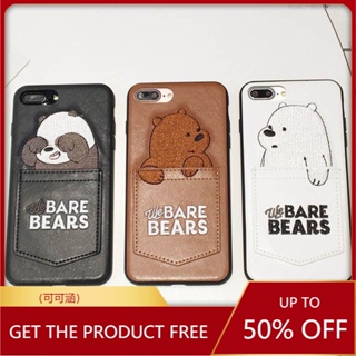 WW46·熊熊遇見你iPhone1211ProXsMaxXRXSi8i7Plus手機殼插卡口袋手機殼