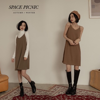 [明天出貨] Space Picnic｜自訂款-素面細肩短洋裝-3色(現貨)【C22101011】