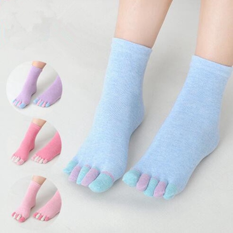 女式圓頭襪棉質及踝襪腳趾分離五指跑步運動襪