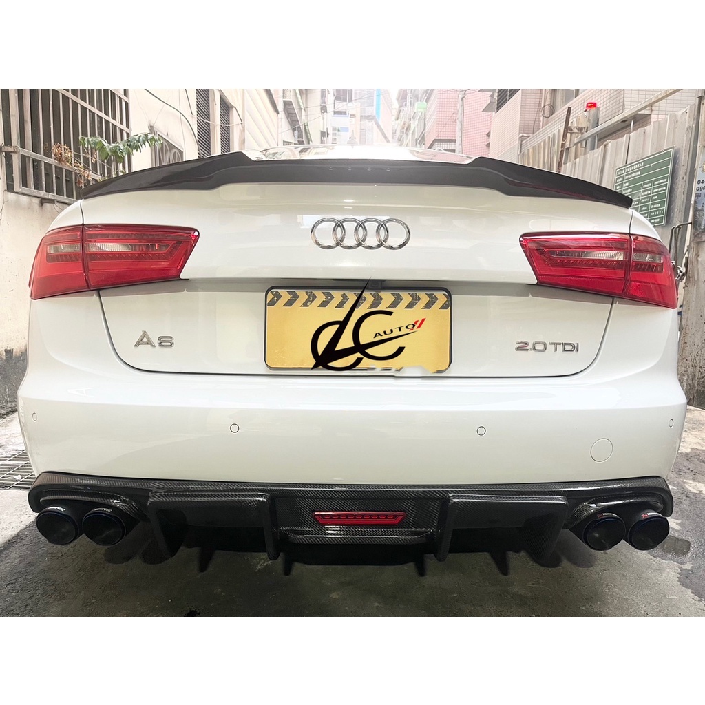 12~18年AUDI A6卡布爾款碳纖維帶燈後下巴+鈦色蠍子尾飾管$27000