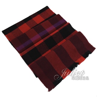 【茱麗葉精品】BURBERRY 4080212 簡約格紋混紡羊毛長圍巾.紅黑 現貨在台