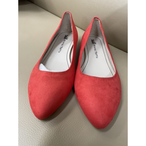 Image of 全新 WA ORiental TRaffic 橘紅色 低跟鞋 金屬跟 尖頭鞋 36號 23cm 女鞋 #0
