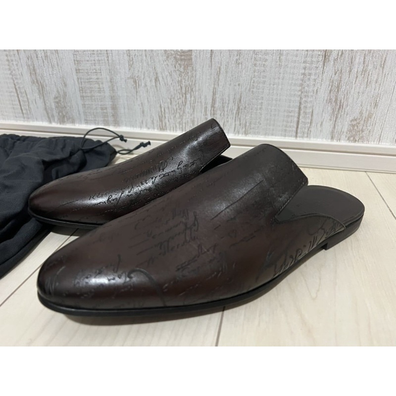 全新全配 僅在室內試穿 Berluti Cyrus Scritto 皮鞋 拖鞋 sz:9