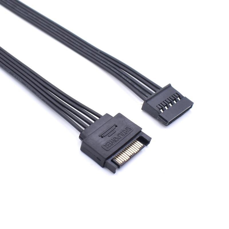 【現貨】30cm 18awg 黑色 15 Pin SATA 公對母電源延長線