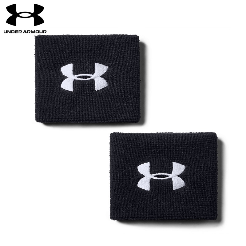 UNDER ARMOUR UA 男 運動腕帶 護腕 黑白 毛巾料 網球 籃球 羽球 路跑 2入裝 1276991-001