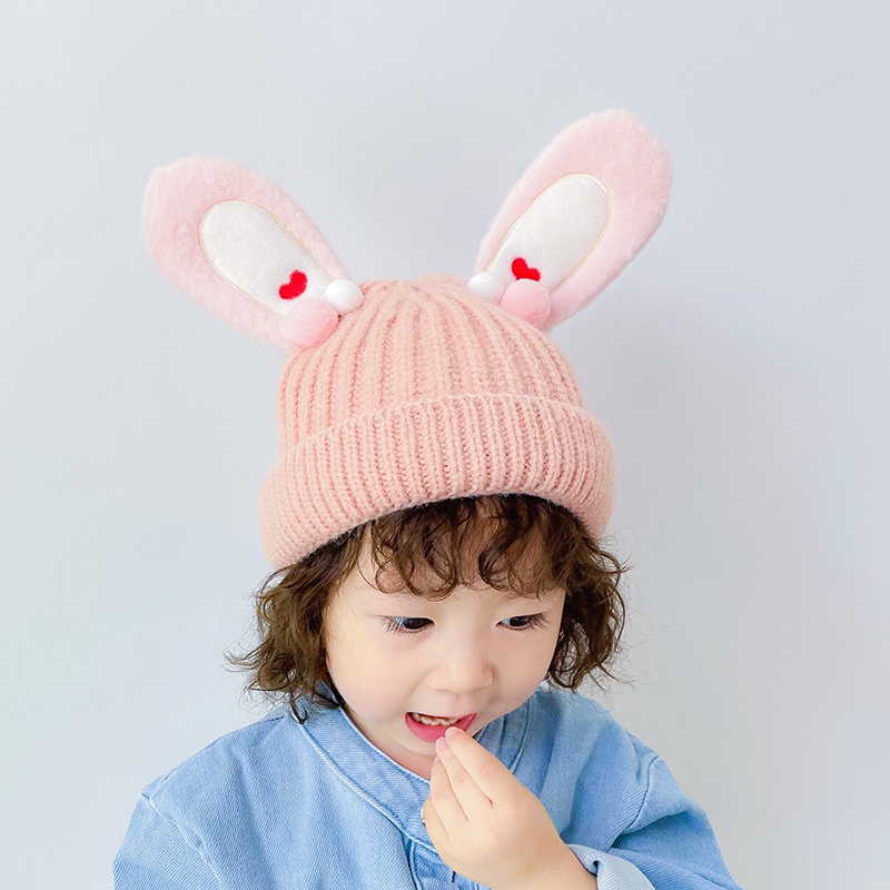 TITI蒂蒂✨現貨✨韓版女童 兔耳朵針織毛帽 抖音推薦 毛毛球毛帽 保暖超萌 護耳
