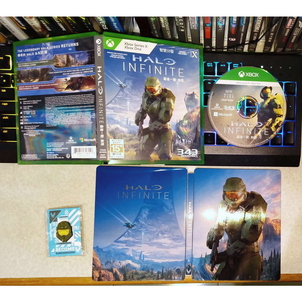 Xbox Series X 最後一戰: 無限 Halo Infinit 繁中 遊戲 限量 鐵盒 胸章 二手 折價 免運