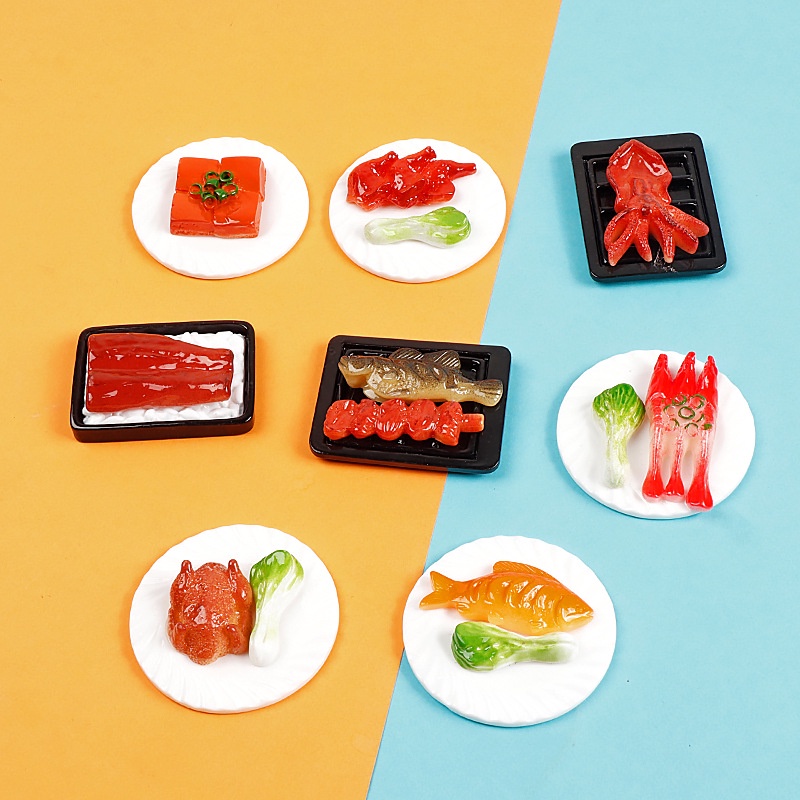S(台灣出貨.)~大號仿真中式紅燒肉烤魚龍蝦燒鵝食物模型 拍攝道具裝飾食玩擺件