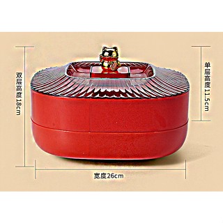 生活用品 招財雙層貓糖果盒 零食盒 零食 嗑瓜子神器 瀝水盒 水果籃 水果盒 收納 盒 餐具 可刷卡 紙箱包裝