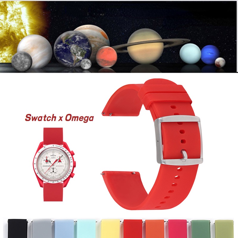 20 毫米矽膠通用錶帶快速釋放錶帶適用於 Swatch 適用於歐米茄系列的歐米茄系列適用於 MoonSwatch Pla