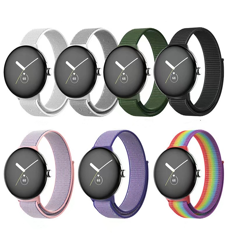 適用於 Google Pixel Watch尼龍回環運動錶帶 谷歌Pixel手錶錶帶配件 時尚一體尼龍透氣錶帶