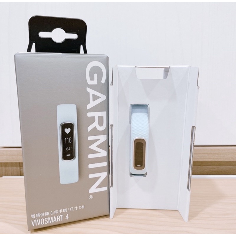 原廠正版 GARMIN 智慧健康心率手環/尺寸S-M  vivosmart 4 晴空藍搭金屬灰錶圈