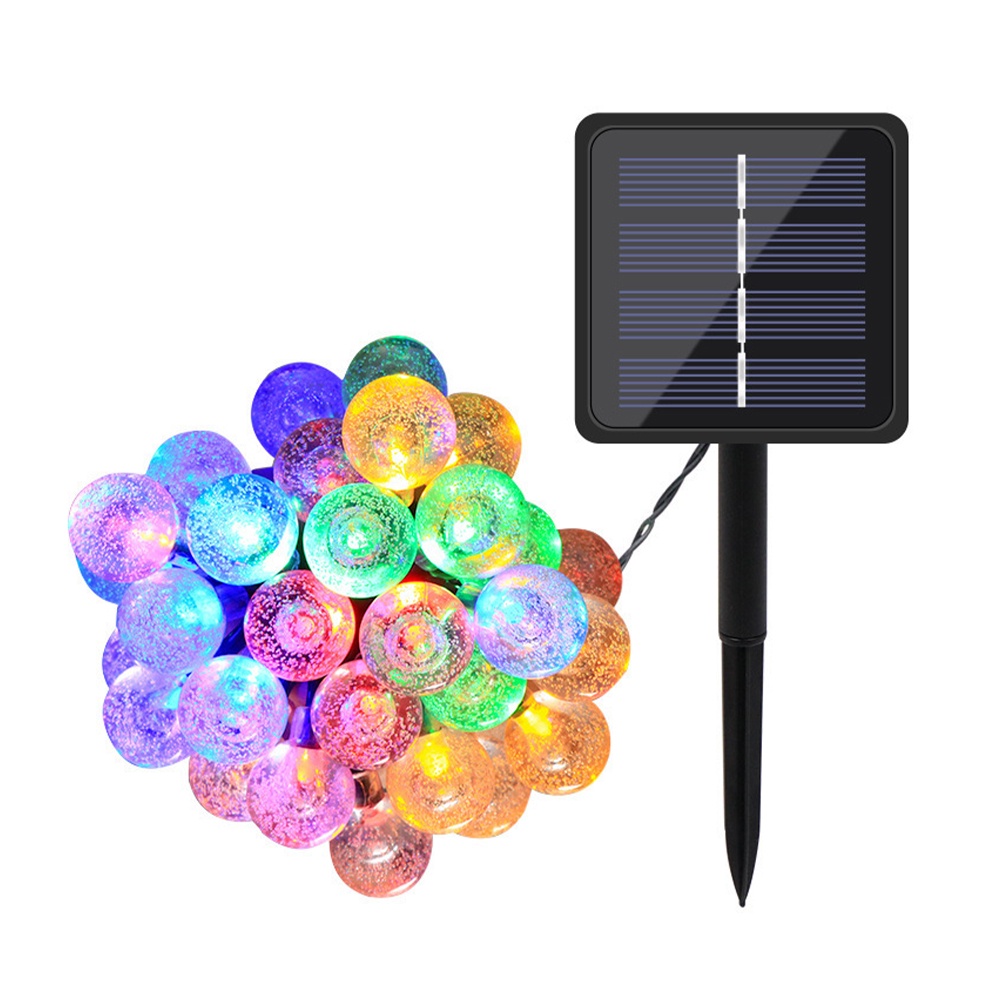 【太陽能百貨】C-27 太陽能燈 50LED氣泡燈串 彈珠燈串 透明戶外防水燈串 庭院裝飾燈(彩色) 聖誕 佈置