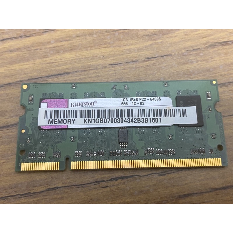 筆電記憶體 金士頓 1Gb 1Rx8 PC2 6400S
