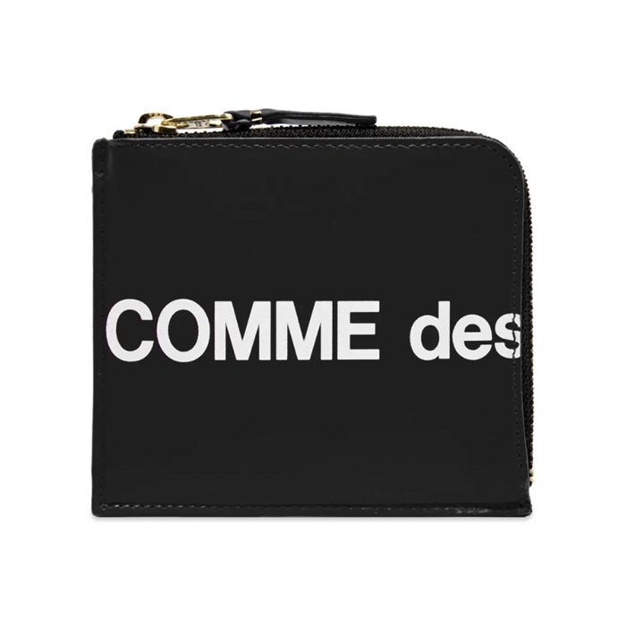 【𝗜𝗡𝗦𝗜𝗚𝗛𝗧_𝟵𝟰】COMME des Garcons LOGO黑色皮革短夾 CDG 川久保玲 皮夾 錢包