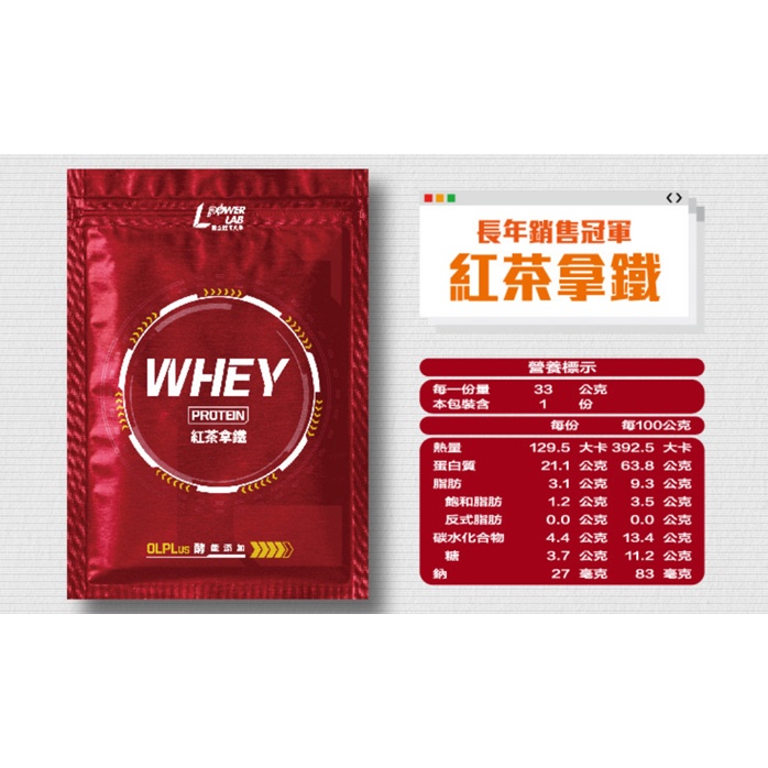 轉售［體大ISP］POWERLAB 乳清蛋白隨手包33g-紅茶拿鐵 -全球首創添加運動益生菌OLP-01