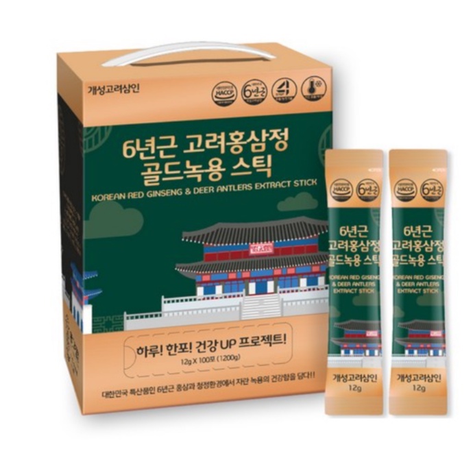 韓國 開城高麗蔘人鹿茸紅蔘濃縮液 12gx100包