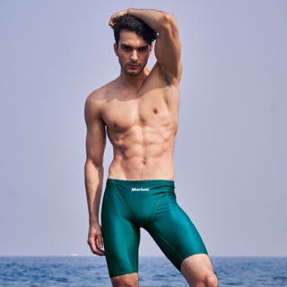 芭比游泳👣Marium男子競賽型鯊魚褲泳褲21410-素面孔雀綠