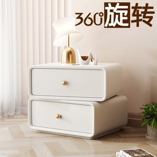 {免運費}B全實木床頭櫃旋轉現代簡約創意方糖圓角輕奢皮質臥室收納櫃免安ou19971019
