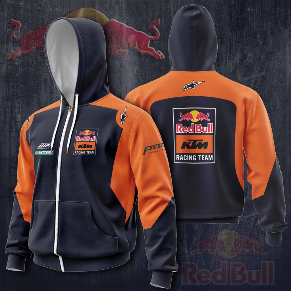 Red Bull KTM 工廠賽車 Motorex Wp 運動衫帶拉鍊春秋時尚男士女士兒童連帽衫外套