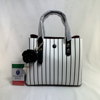 Roberto Mocali 諾貝兔 手提包 附長背帶 斜背包RM-79915黑白 條紋 $2380