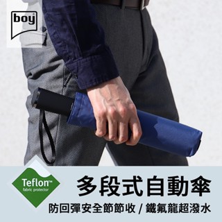 【boy】三折不鏽鋼多段式商務自動傘（靛藍） 現貨 晴雨傘 大傘面 雨傘 推薦 男傘 自動傘 折疊傘 大雨傘