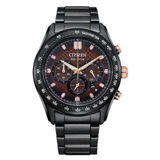 CITIZEN星辰 Chronograph 極致復古不鏽鋼三眼計時鋼帶錶 43mm 咖 (CA4534-81X)