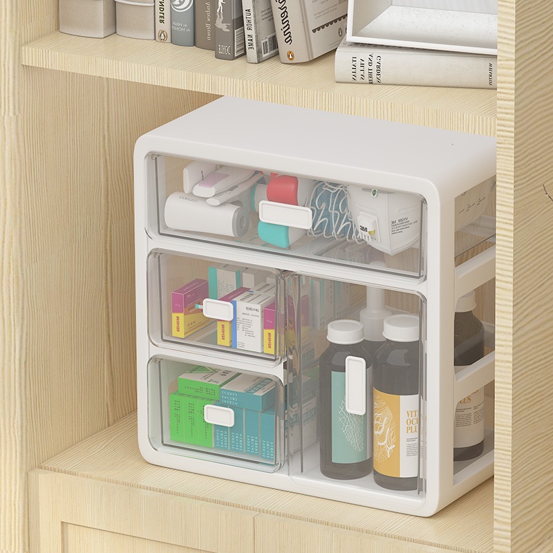 ▦❈☫家庭藥櫃。 方便多抽屜透明藥盒