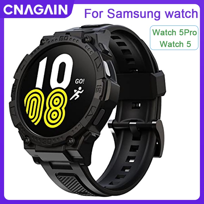 Cnagain 適用於三星 Galaxy Watch 5、Galaxy Watch 5 Pro 錶帶帶錶殼 40 毫米男