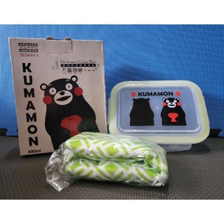 〔KUMAMON〕密扣式玻璃保鮮盒+保溫提袋