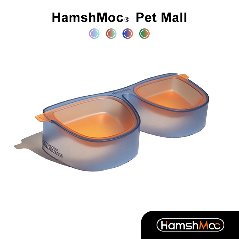 HamshMoc 多功能寵物雙碗 兩件式狗碗貓碗 抗菌寵物飲水餵食碗 時尚撞色 護頸椎食盆 寵物用品【現貨速發】