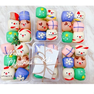 「Kiki饅可愛」聖誕珠寶盒 上層六顆聖誕小方+下層馬卡龍小饅頭 950-1000容量盒 聖誕交換禮物