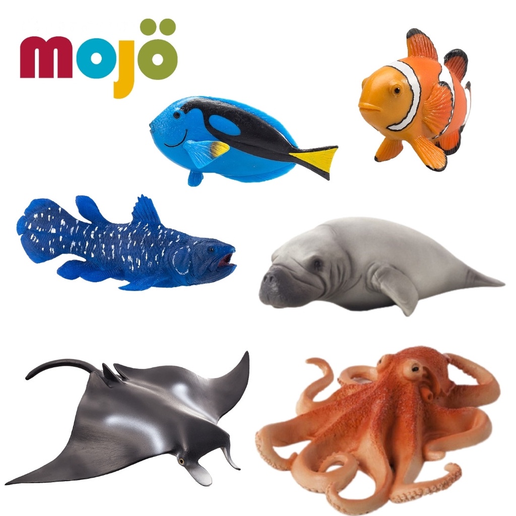 Mojo Fun動物模型- 海洋動物-章魚/海牛/藍刀鯛魚/小丑魚/鬼蝠魟/腔棘魚 收藏 動物 益智 兒童 玩具 教育