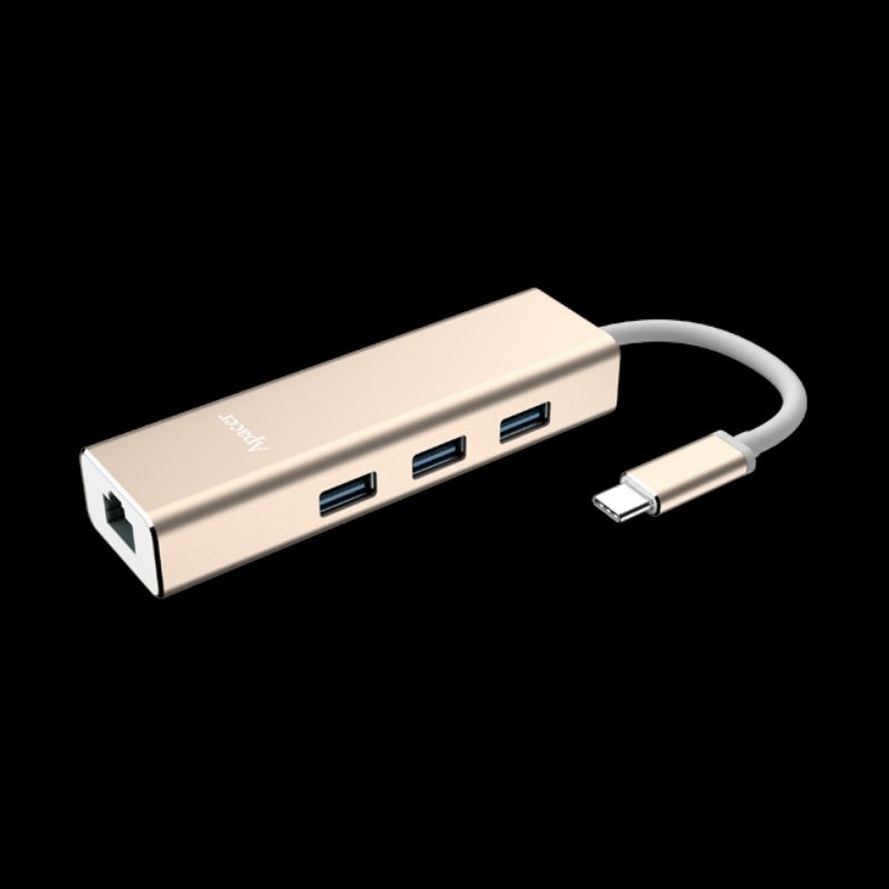 Apacer宇瞻科技USB 3.1 Type-C to USB 3.1 Type-A*3 + RJ45網卡集線器