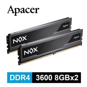 (聊聊享優惠) Apacer 宇瞻 NOX DDR4/3600/16G(8GBx2) 桌上型超頻電競記憶體(臺灣本島免運