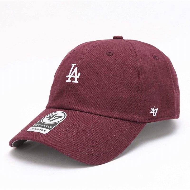 MLB&amp;47 brand 聯名 棒球帽 小LA 鴨舌帽 酒紅