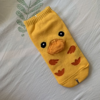全新黃色小鴨立體短襪