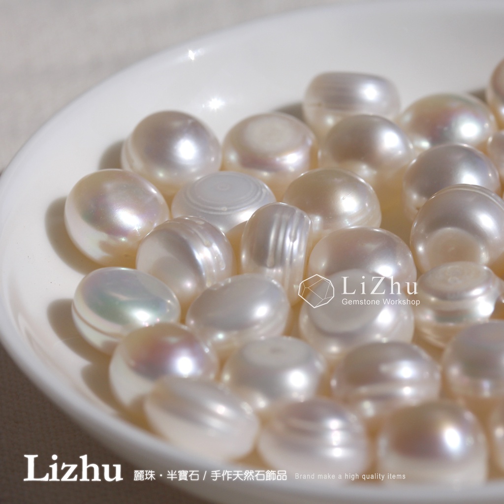 【麗珠‧半寶石】天然珍珠 饅頭珍珠 算盤 珍珠 大尺寸 10mm DIY 輕珠寶 手作材料 珍珠手鍊材料
