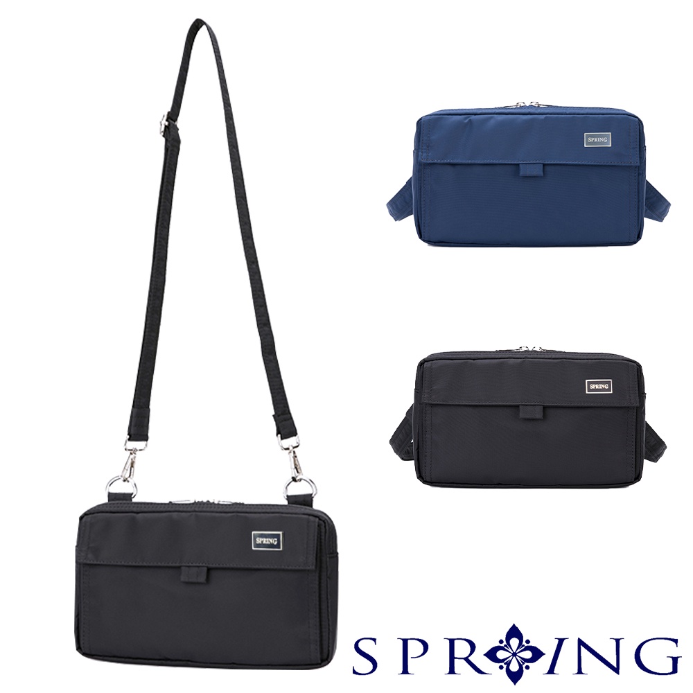 SPRING-尼龍多功能斜背小包中性護照包斜背包-多色