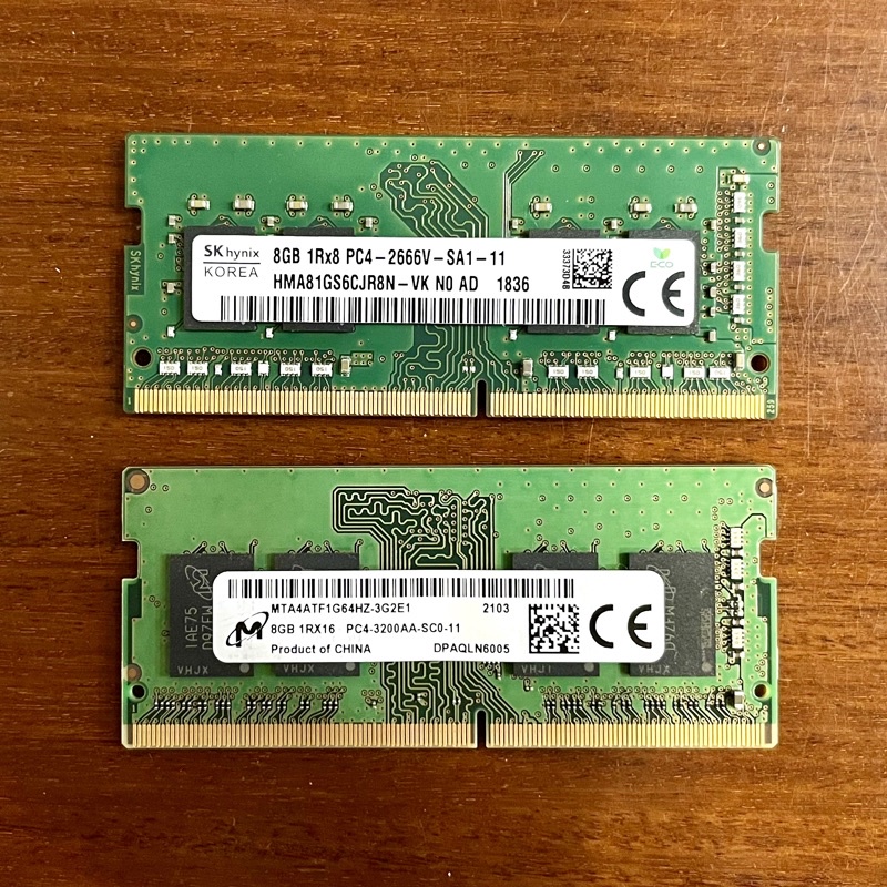 美光 三星 筆電記憶體 DDR4 全新拆機 4G / 8G, 2133 / 2666 / 3200MHz