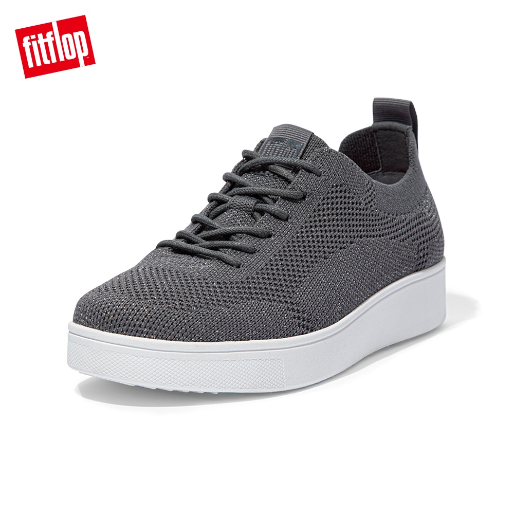 【FitFlop】RALLY TONAL KNIT SNEAKERS 運動風繫帶休閒鞋-女(錫灰色)