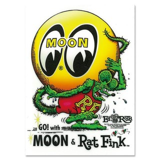 【MOONEYES】 Rat Fink x MOON Eyeball Sticker 芬克鼠 防水 貼紙 [DM232]