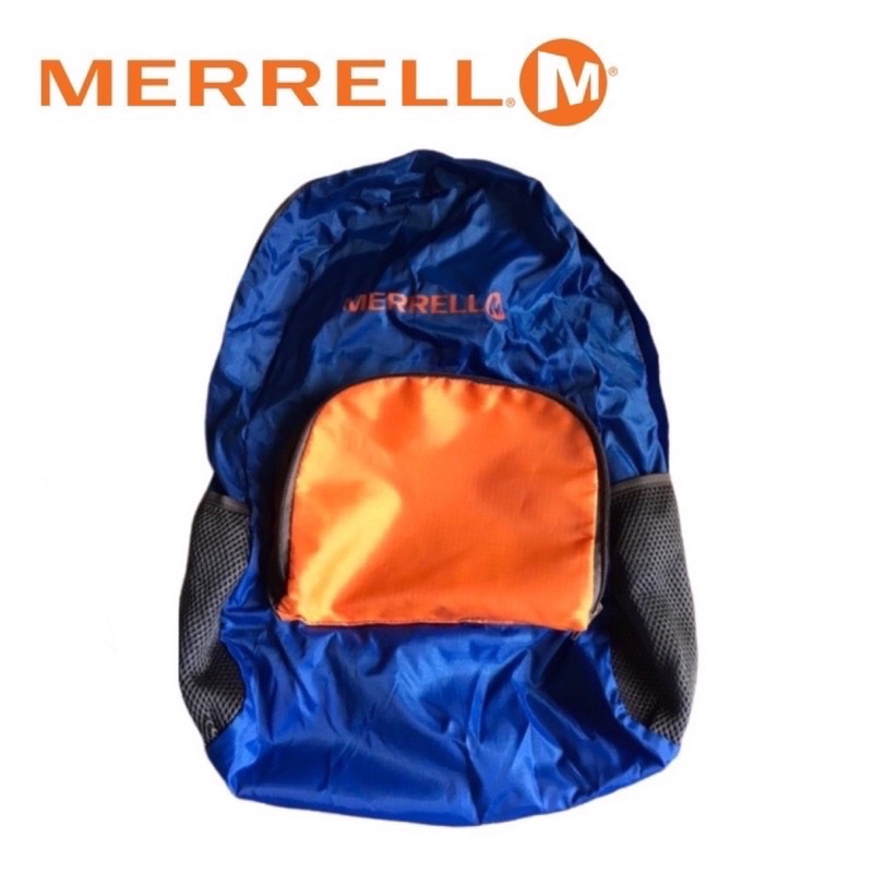 [全新] Merrell 超輕量 防水尼龍 折疊收納 後背包-橘 藍
