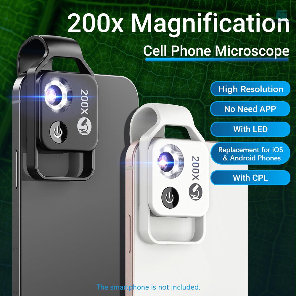 APEXEL MS002 200倍高清手機顯微鏡鏡頭 生物科學實驗手機顯微鏡 迷你便攜 自帶補光燈 2檔亮度可調