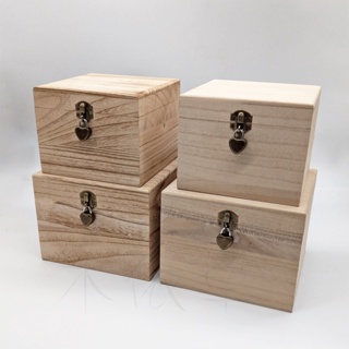 【木依草】帶鎖桐木燒色方形木盒 收藏木盒木箱 收納首飾盒 生日畢業禮物