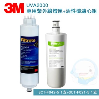 【3M】 UVA2000/UVA-2000紫外線殺菌淨水器專用活性碳濾心 組合 (2支組)【台灣優水】