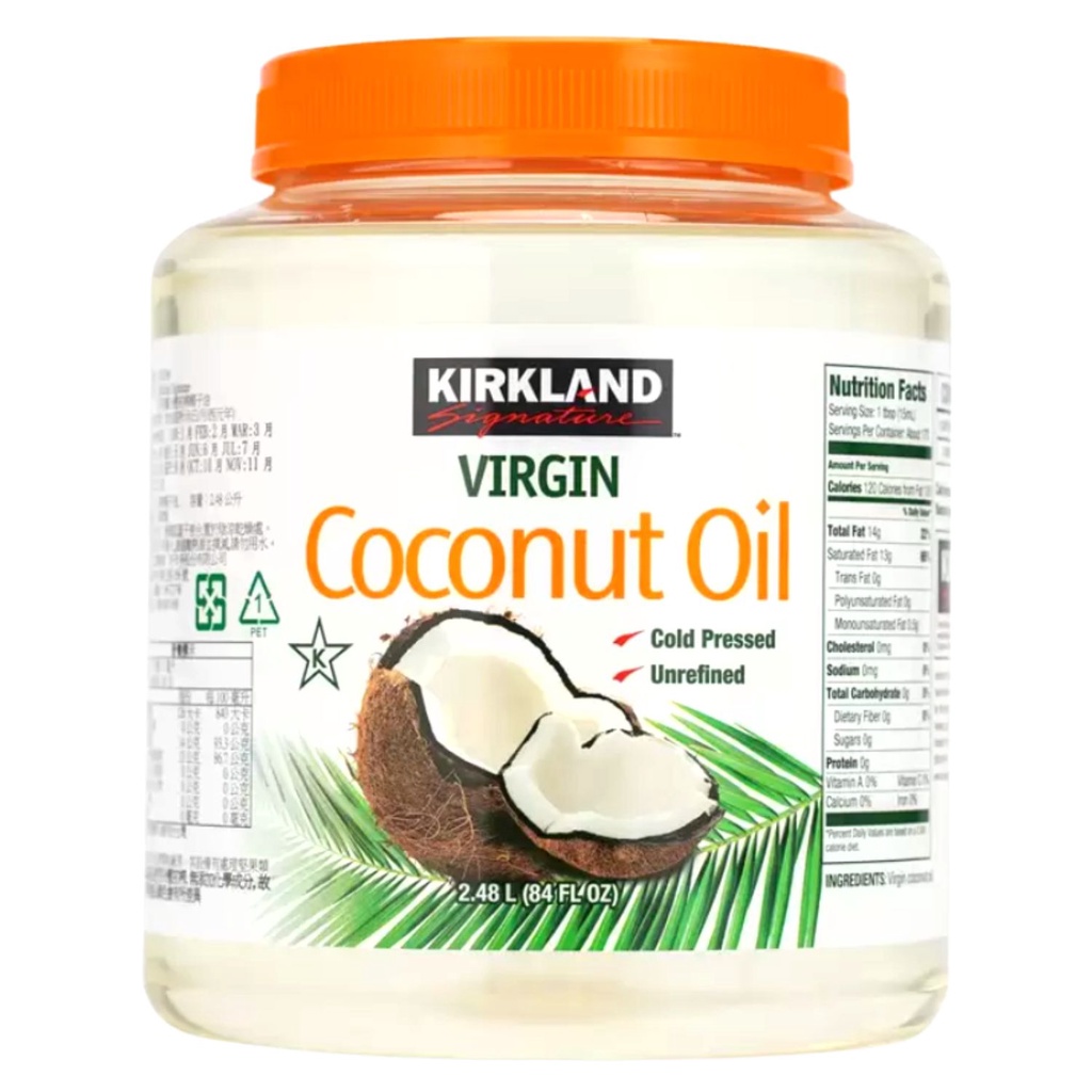 Kirkland 科克蘭冷壓初榨椰子油 每罐2381公克 X 3組 COSCO代購  W1076366